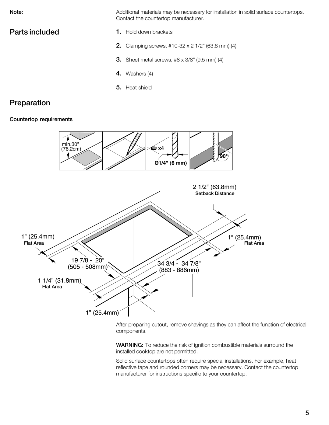 Bosch Appliances NIT8653UC manual Parts included, Preparation 