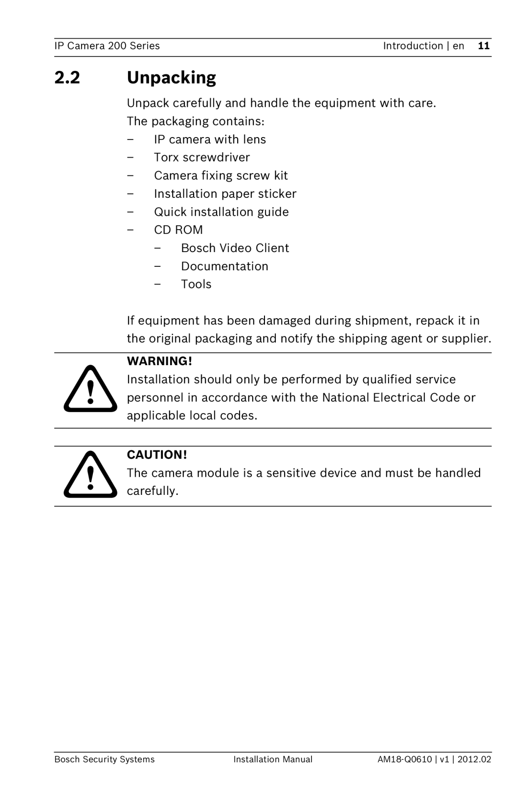 Bosch Appliances NTC-265-PI installation manual Unpacking, Cd Rom 