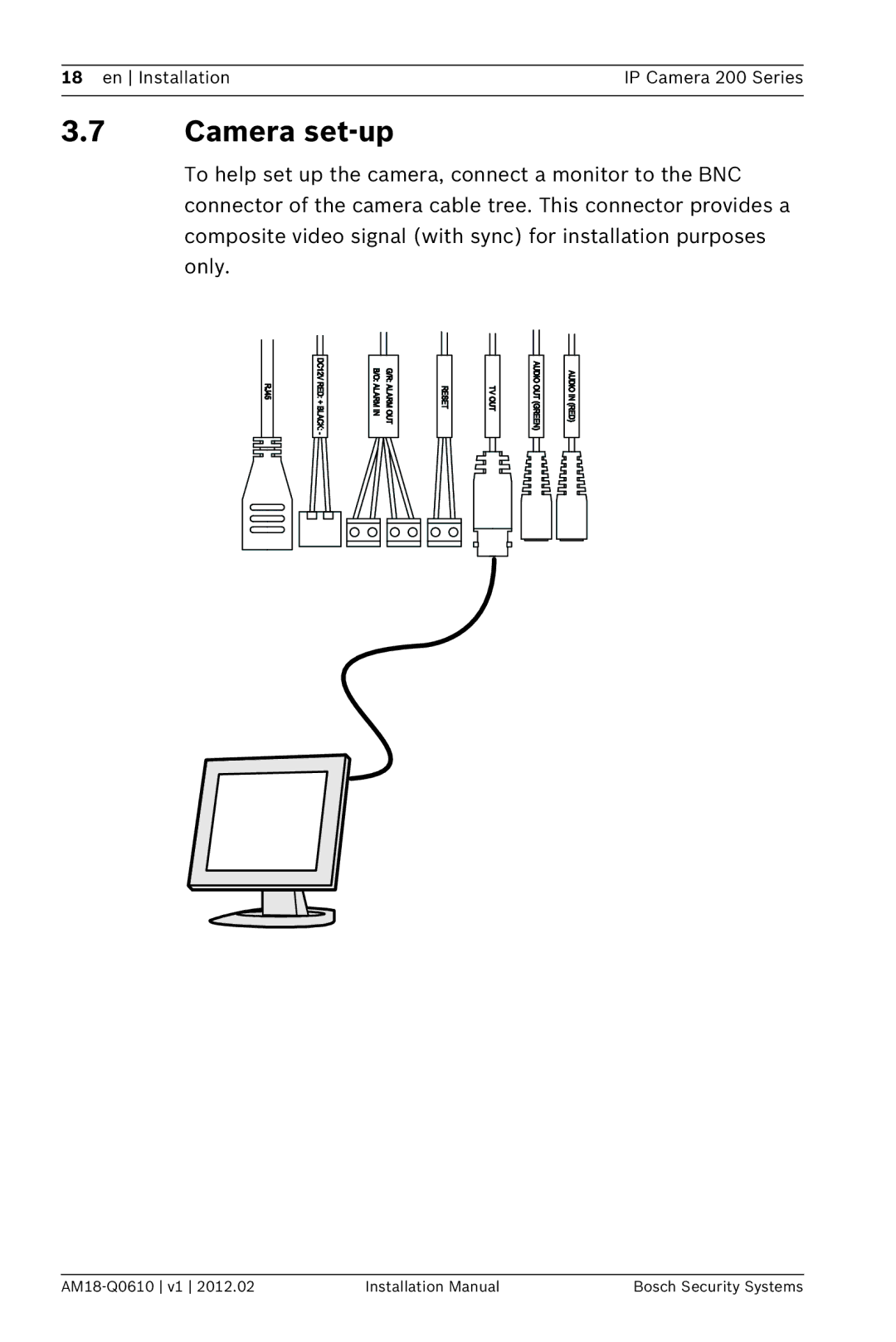 Bosch Appliances NTC-265-PI installation manual Camera set-up 