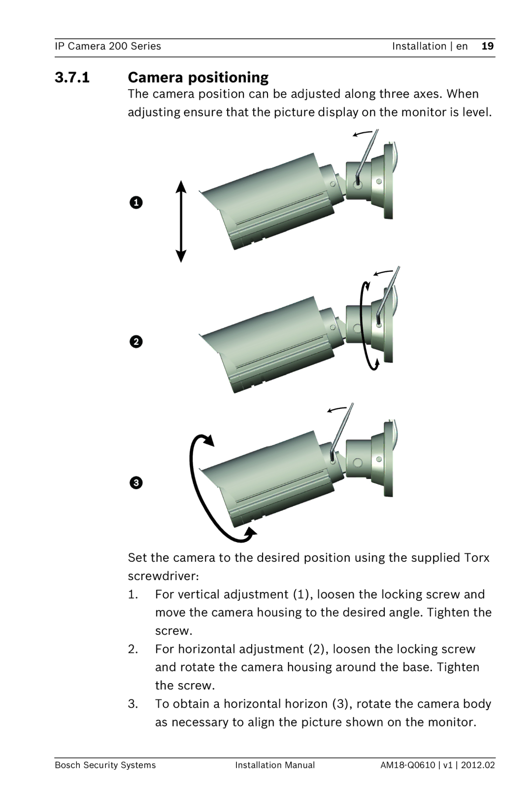 Bosch Appliances NTC-265-PI installation manual Camera positioning 