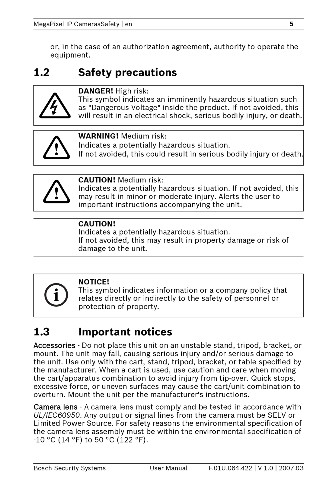 Bosch Appliances NWC-0800, NWC-0900, NWC-0700 manual Safety precautions, Important notices 