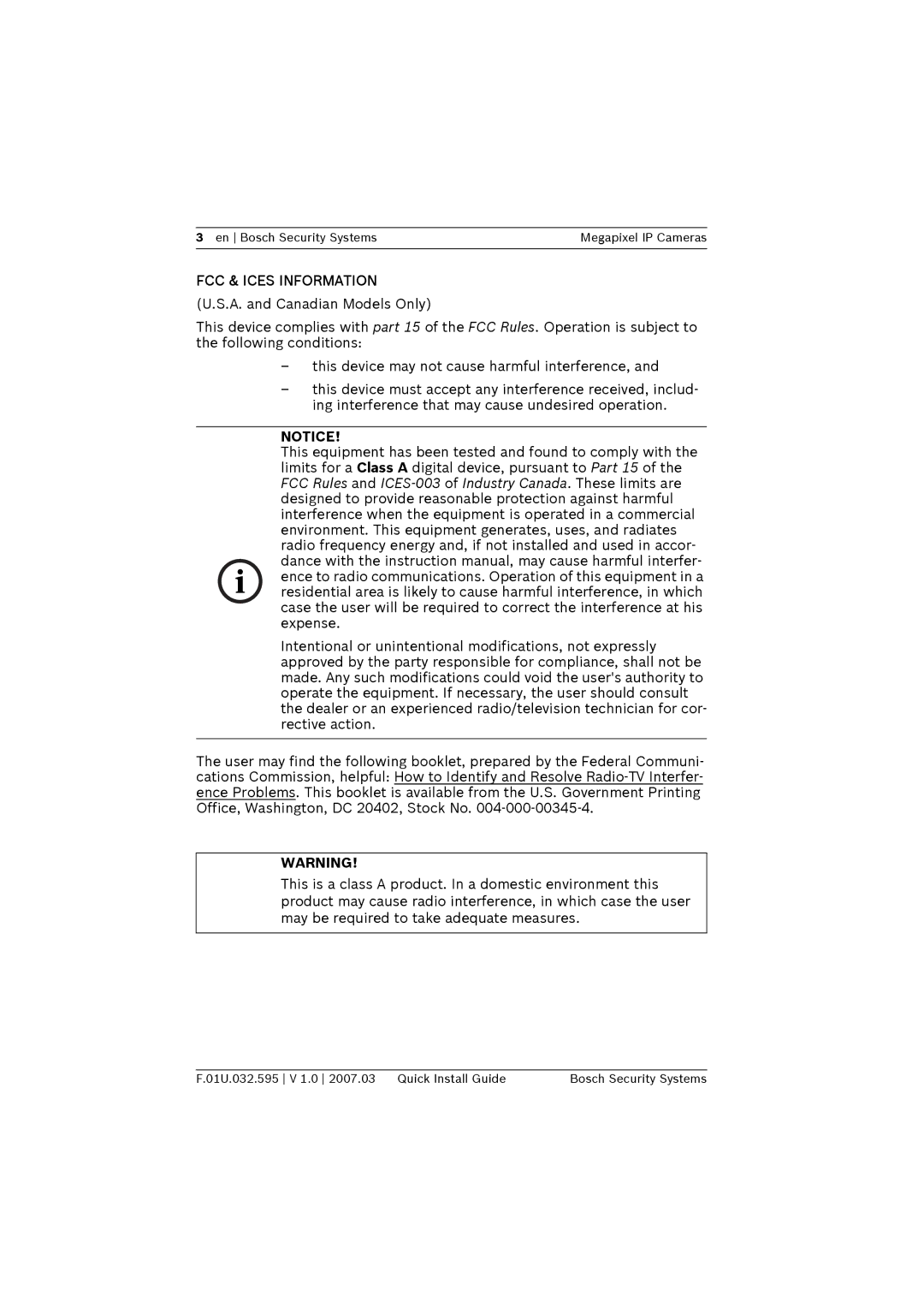 Bosch Appliances NWC-0900, NWC-0800, NWC-0700 important safety instructions FCC & Ices Information 