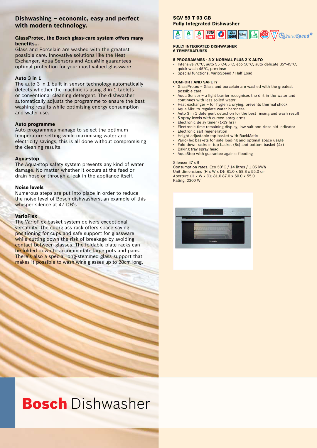 Bosch Appliances Oven Carriage manual Bosch Dishwasher 