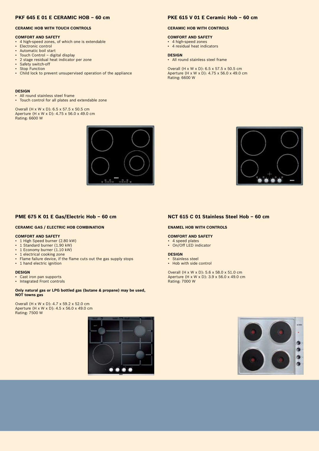 Bosch Appliances Oven Carriage manual PKF 645 E 01 E Ceramic Hob - 60 cm, PKE 615 V 01 E Ceramic Hob - 60 cm 