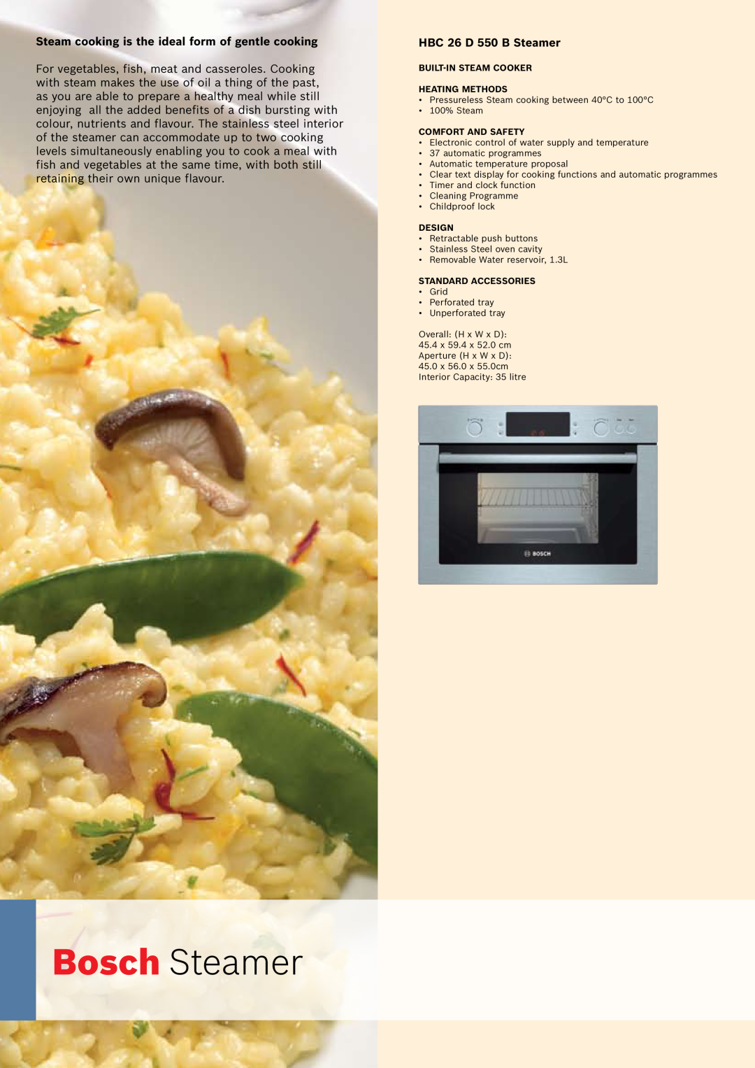 Bosch Appliances Oven Carriage Bosch Steamer, Steam cooking is the ideal form of gentle cooking, HBC 26 D 550 B Steamer 