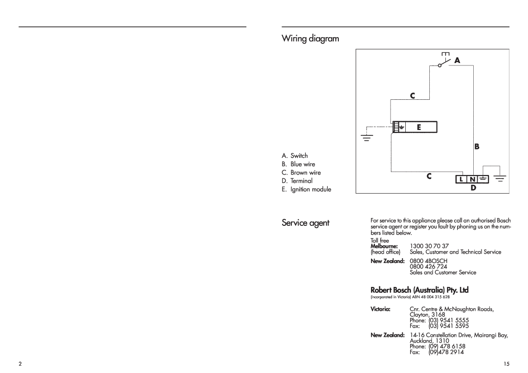 Bosch Appliances PCH 615 DAU, PCH 615 FAU, PCH 612 DAU installation instructions Wiring diagram, Service agent 
