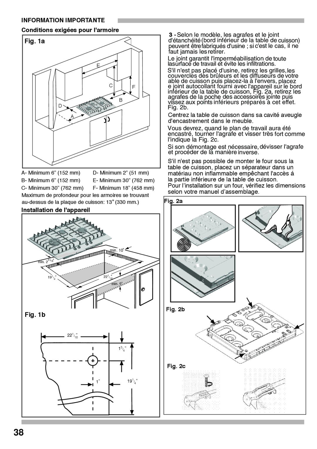 Bosch Appliances PCK755UC manual Conditions exigées pour larmoire, Installation de lappareil 