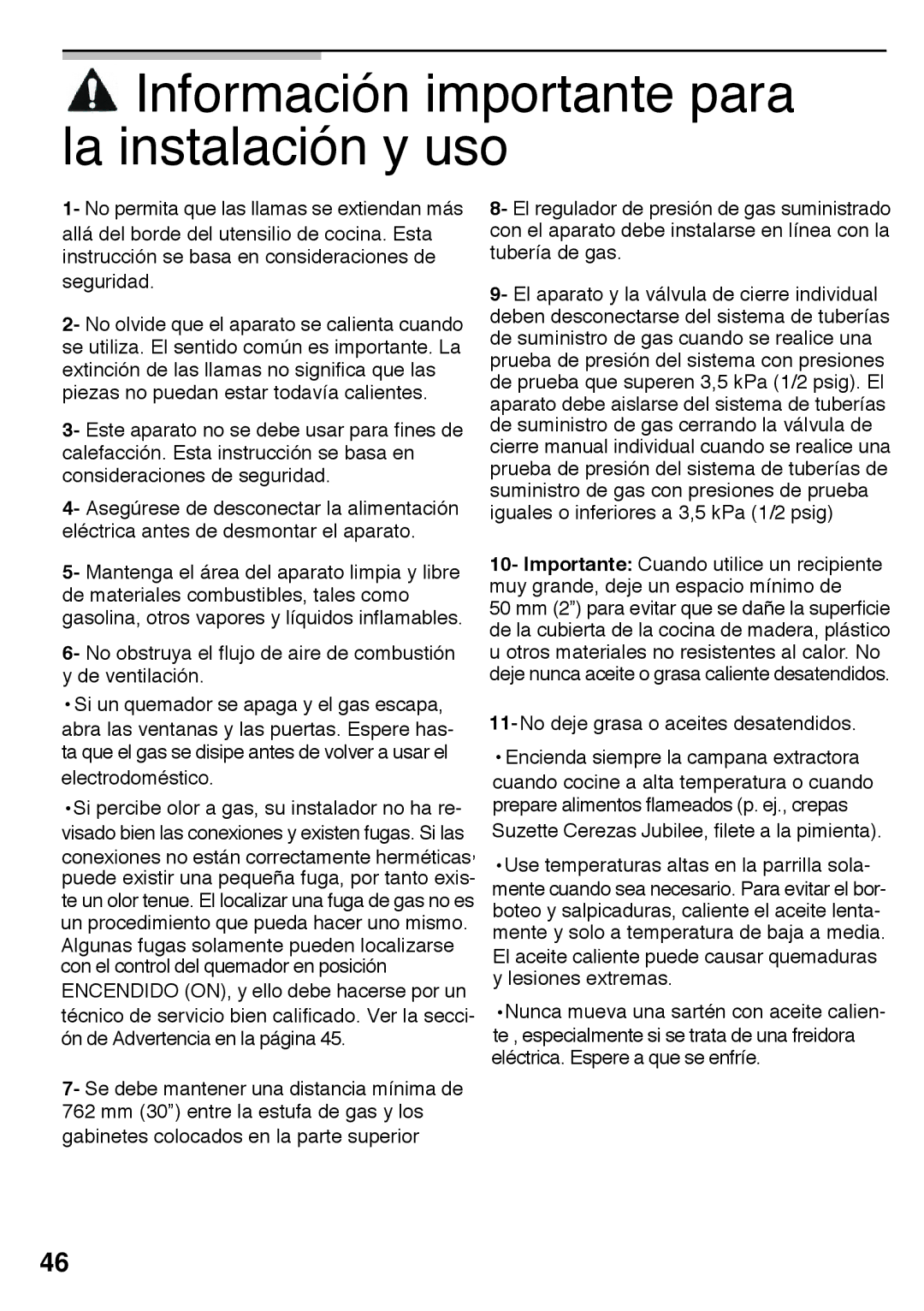 Bosch Appliances PCK755UC manual Información importante para la instalación y uso, No deje grasa o aceites desatendidos 