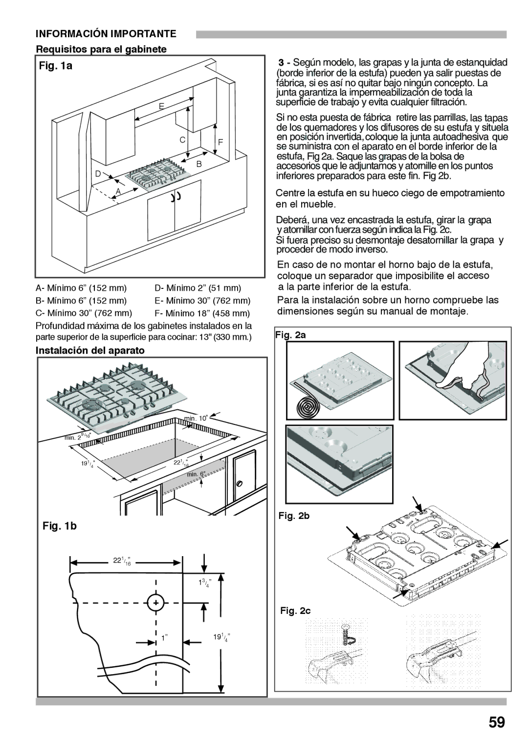 Bosch Appliances PCK755UC manual Instalación del aparato, Requisitos para el gabinete 