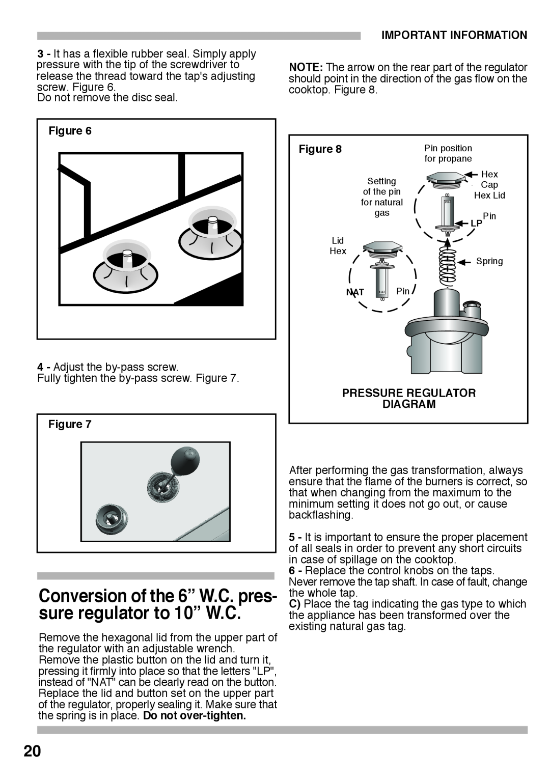 Bosch Appliances PCK755UC manual Important Information, Figure, Pressure Regulator Diagram 