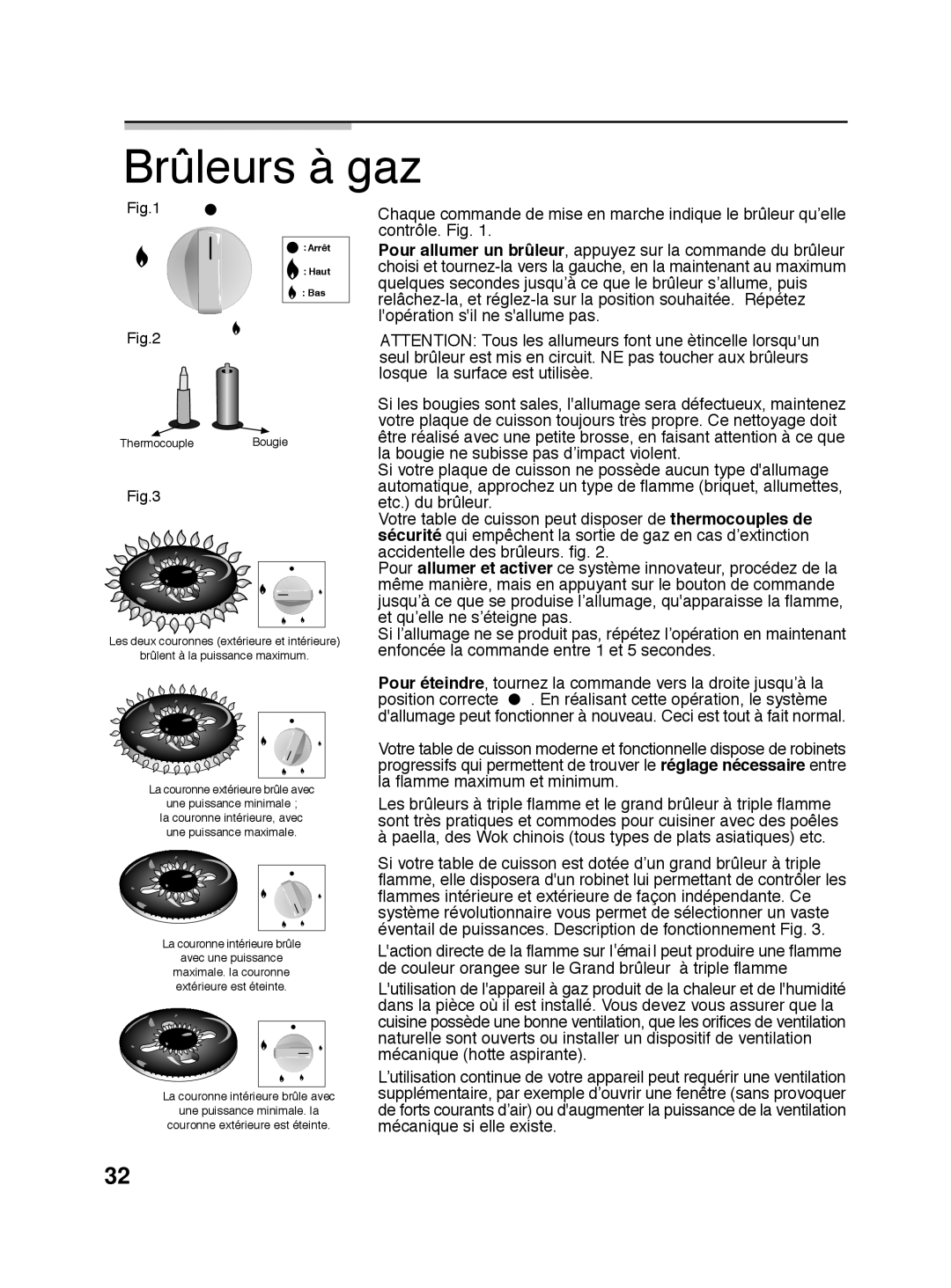 Bosch Appliances PGL985UC manual Brûleurs à gaz 