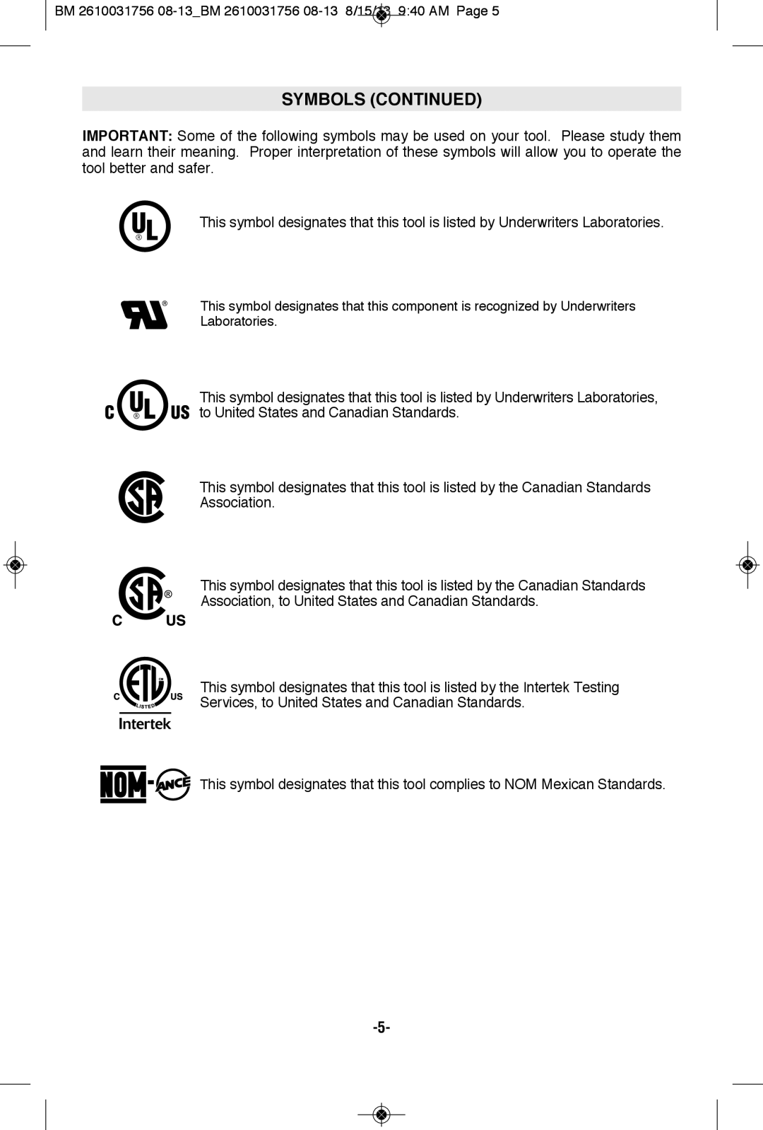 Bosch Appliances PSJ120S-102W, PSJ120XXL-102, PSJ120M-102W, PSJ120L-102W, PSJ1203XL-102, PSJ120XL-102 manual SYmBOLS 