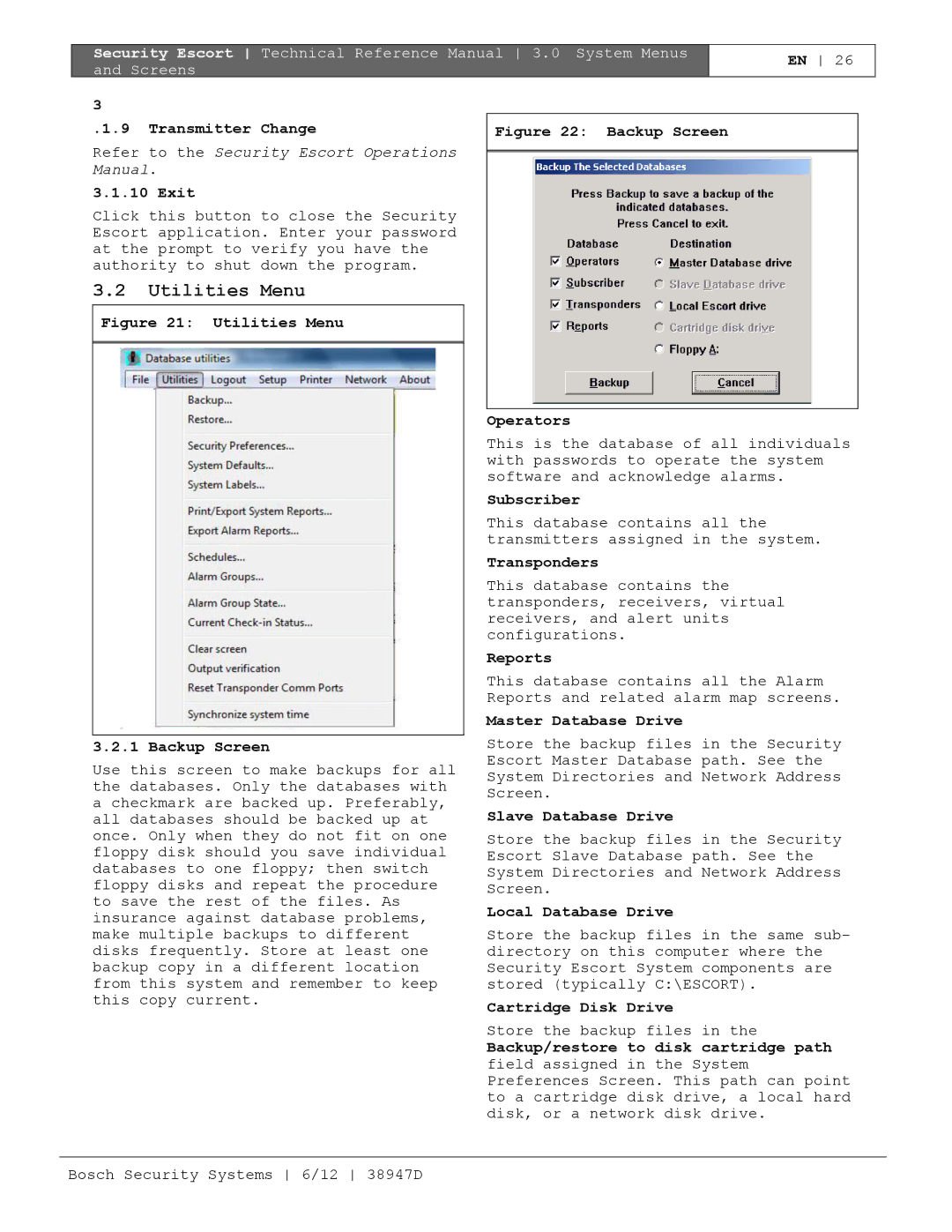 Bosch Appliances PT-400 manual Utilities Menu 