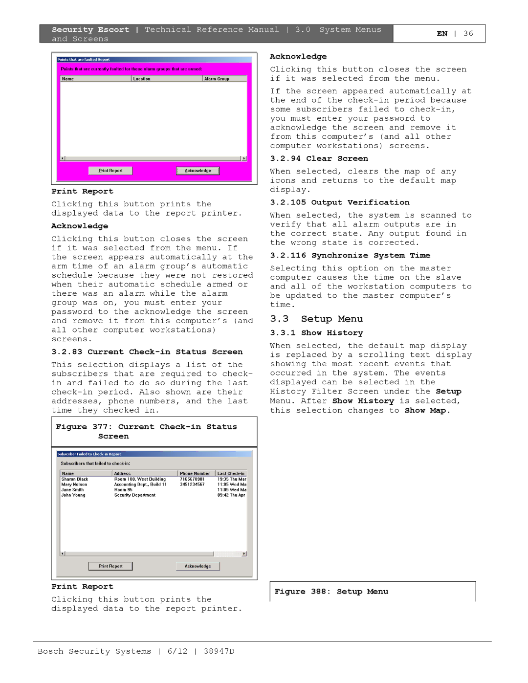 Bosch Appliances PT-400 manual Setup Menu 