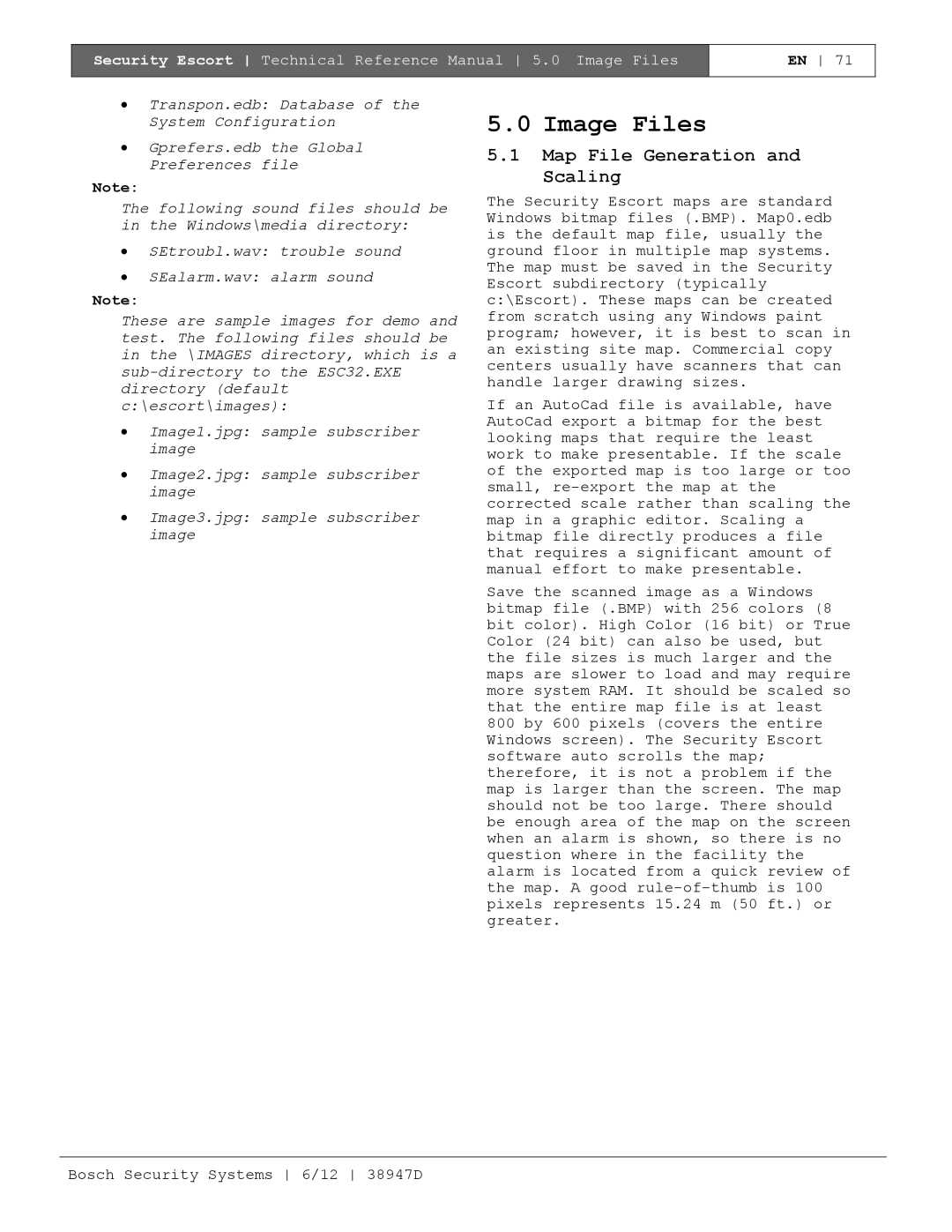 Bosch Appliances PT-400 manual Image Files, Map File Generation Scaling 