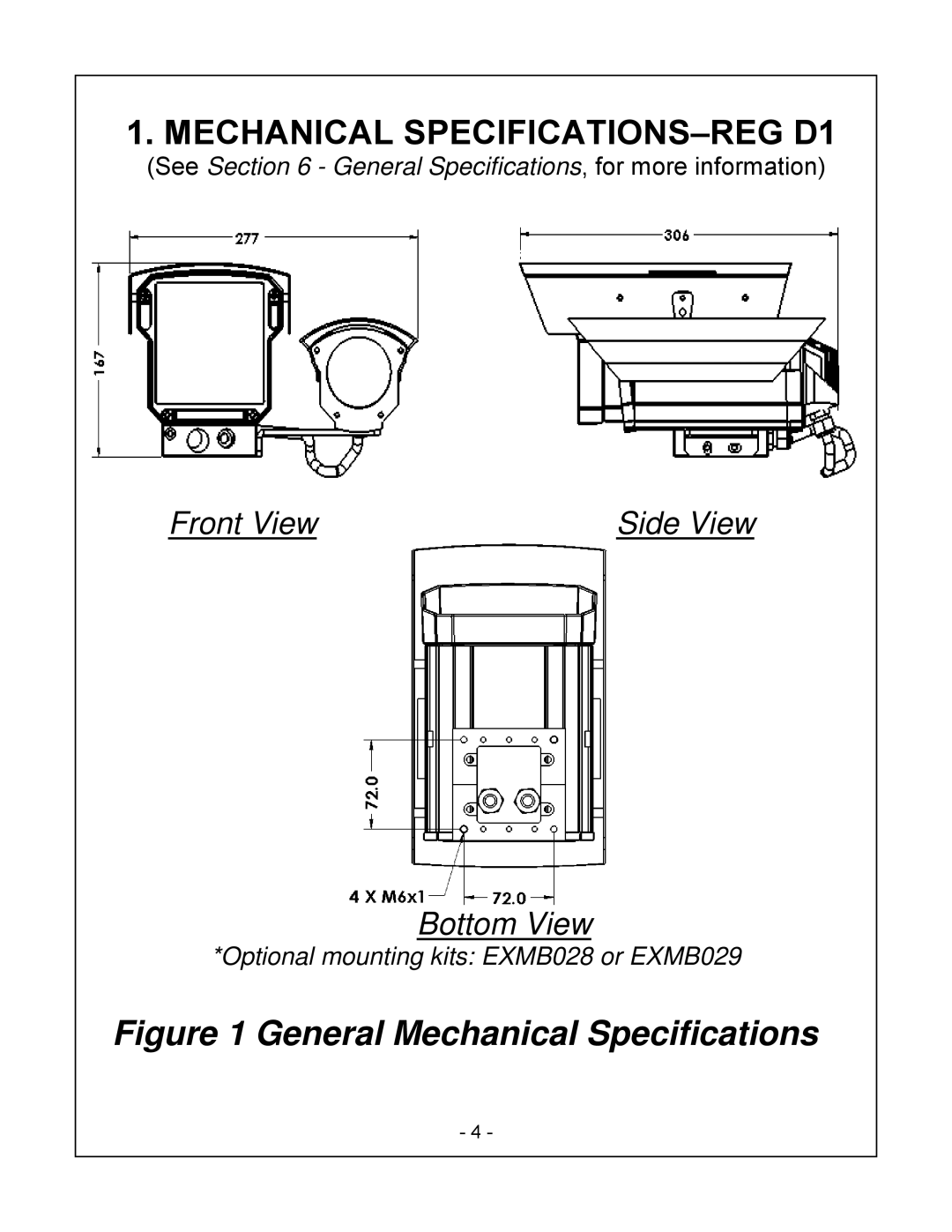 Bosch Appliances REG-D1 installation instructions Mechanical SPECIFICATIONS-REG D1, General Mechanical Specifications 