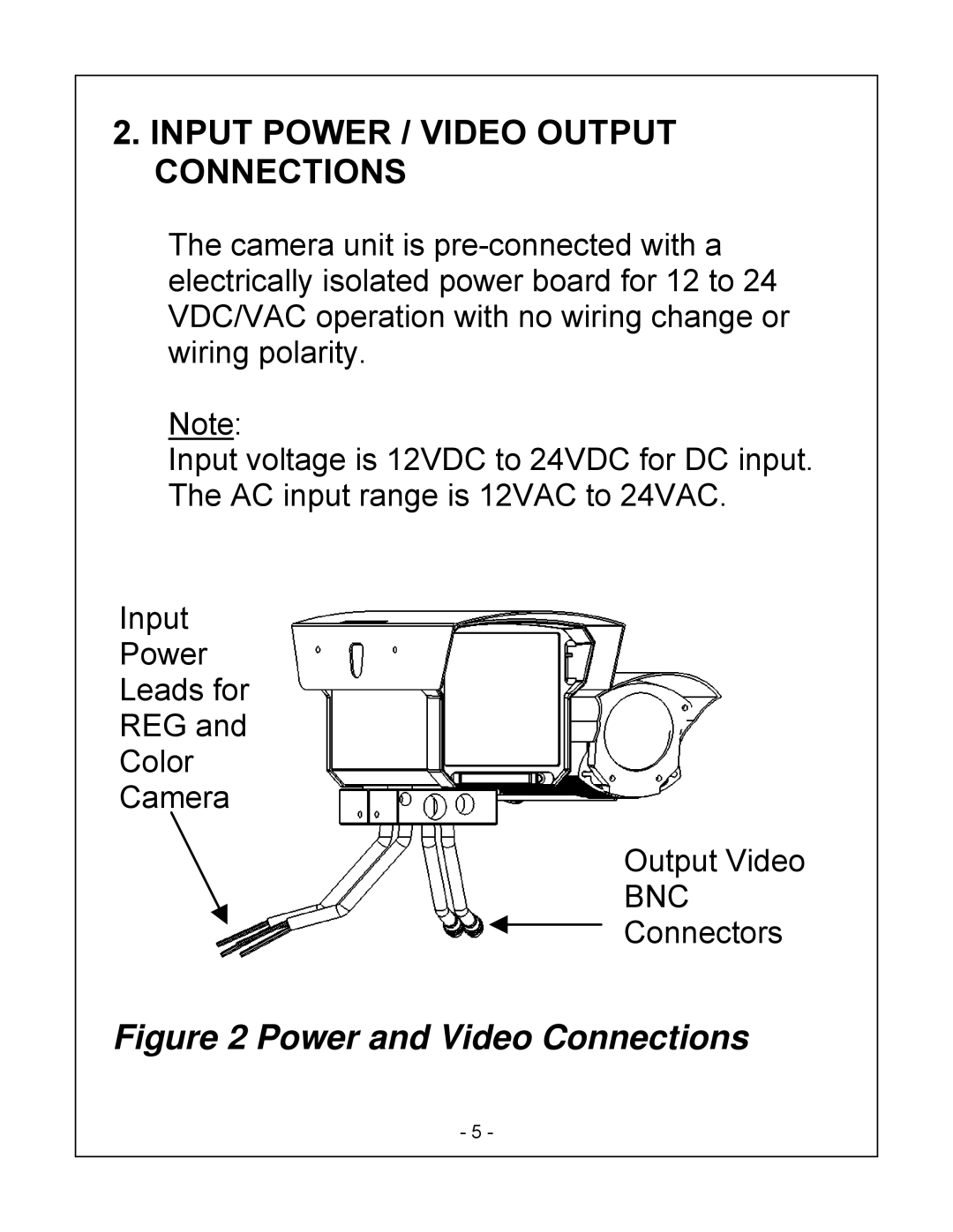 Bosch Appliances REG-D1 installation instructions Input Power / Video Output Connections, Power and Video Connections 