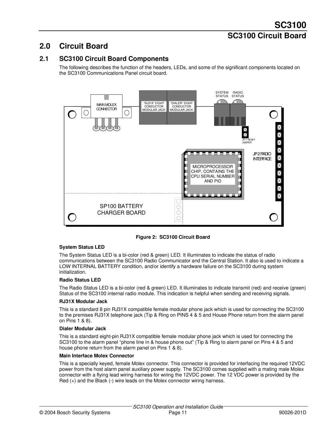 Bosch Appliances manual SC3100 Circuit Board Components 