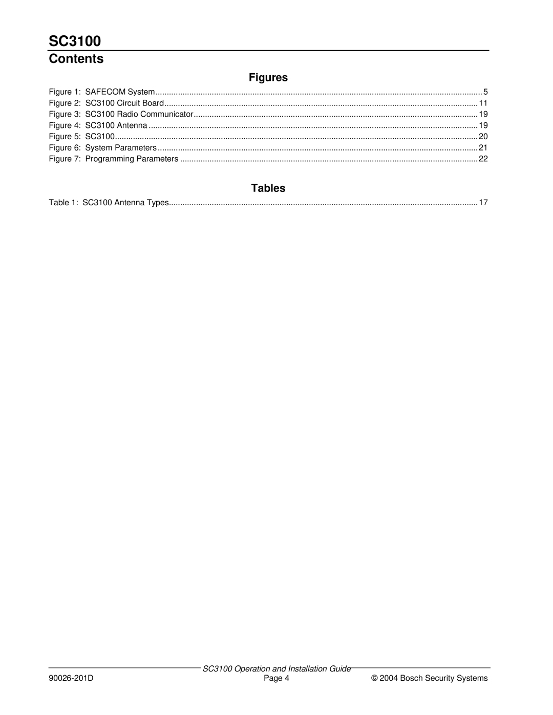 Bosch Appliances SC3100 manual Contents 