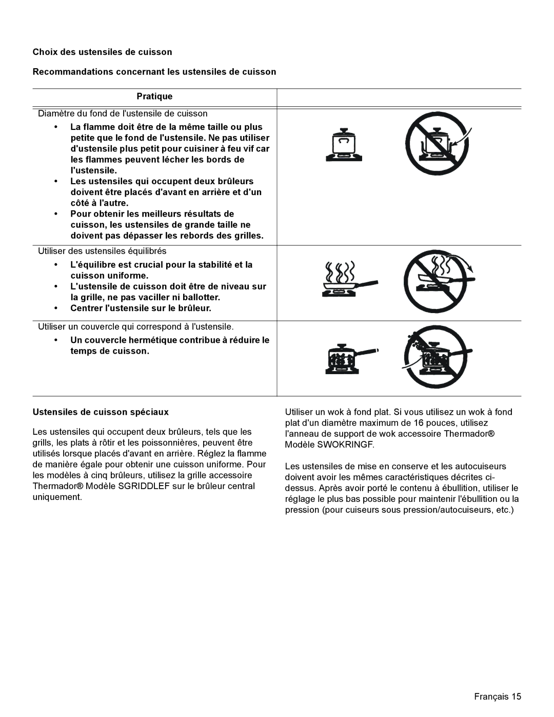 Bosch Appliances SGSX manual Diamètre du fond de lustensile de cuisson 