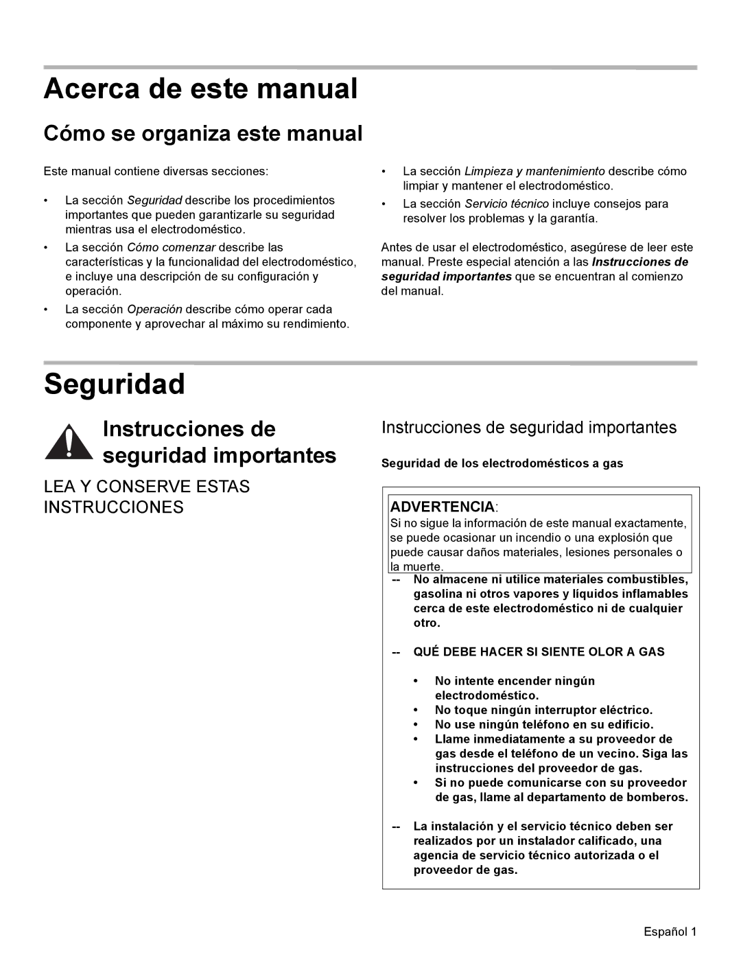 Bosch Appliances SGSX Acerca de este manual, Seguridad, Cómo se organiza este manual 