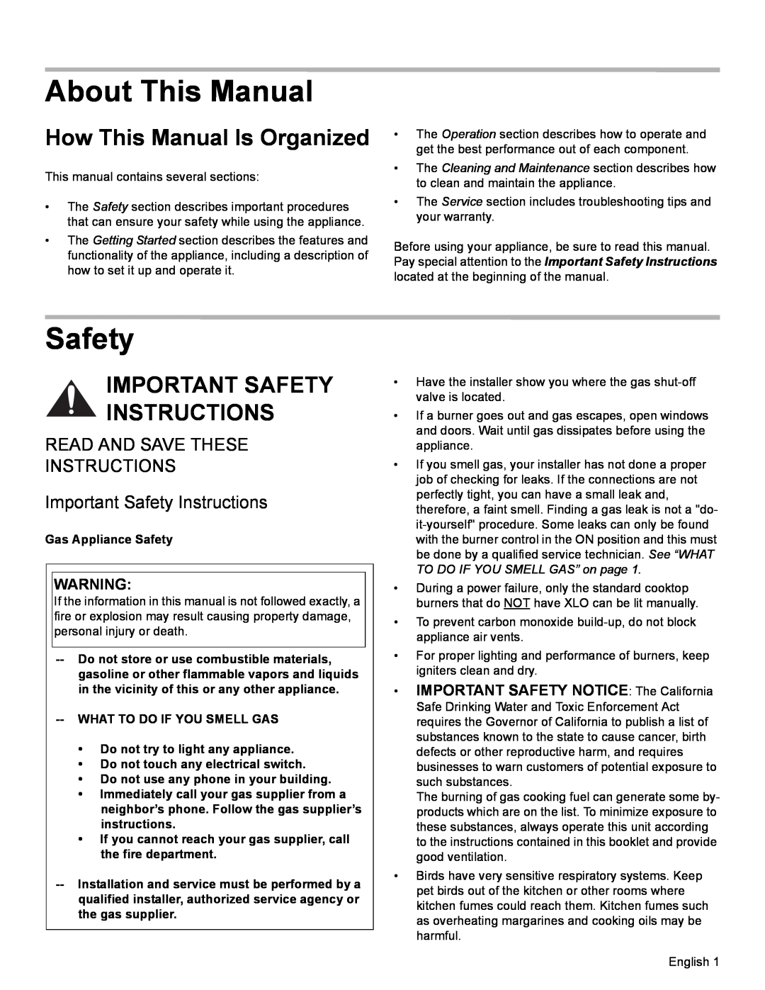 Bosch Appliances SGSX manual About This Manual, How This Manual Is Organized, Important Safety Instructions 
