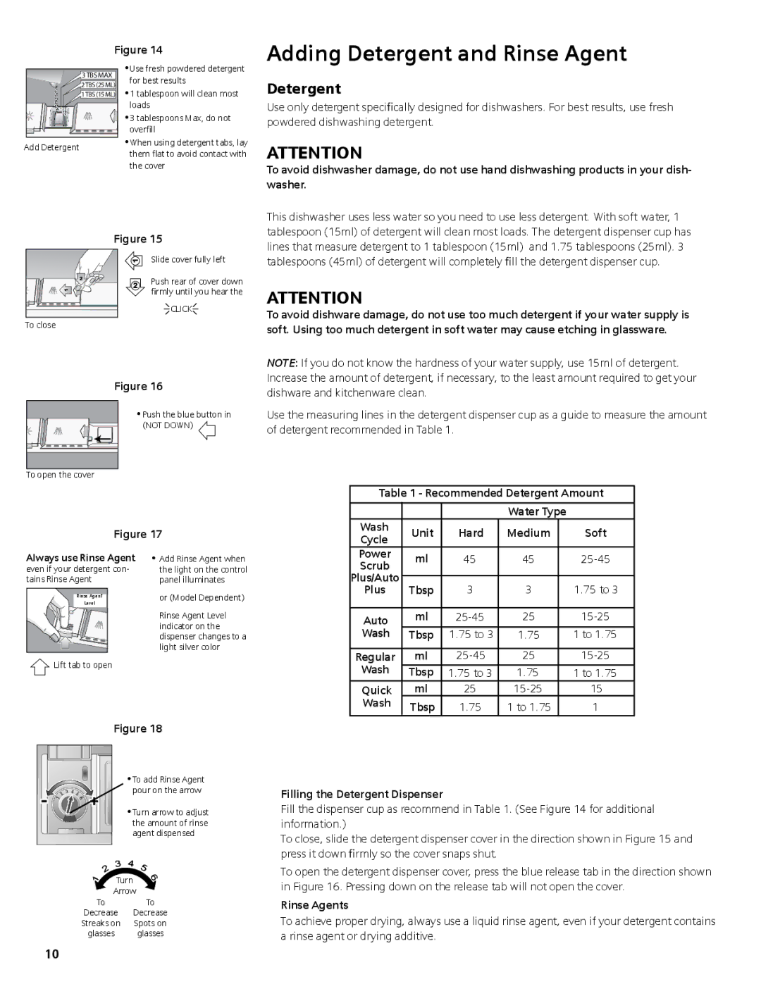 Bosch Appliances SGV45E03UC manual Adding Detergent and Rinse Agent 