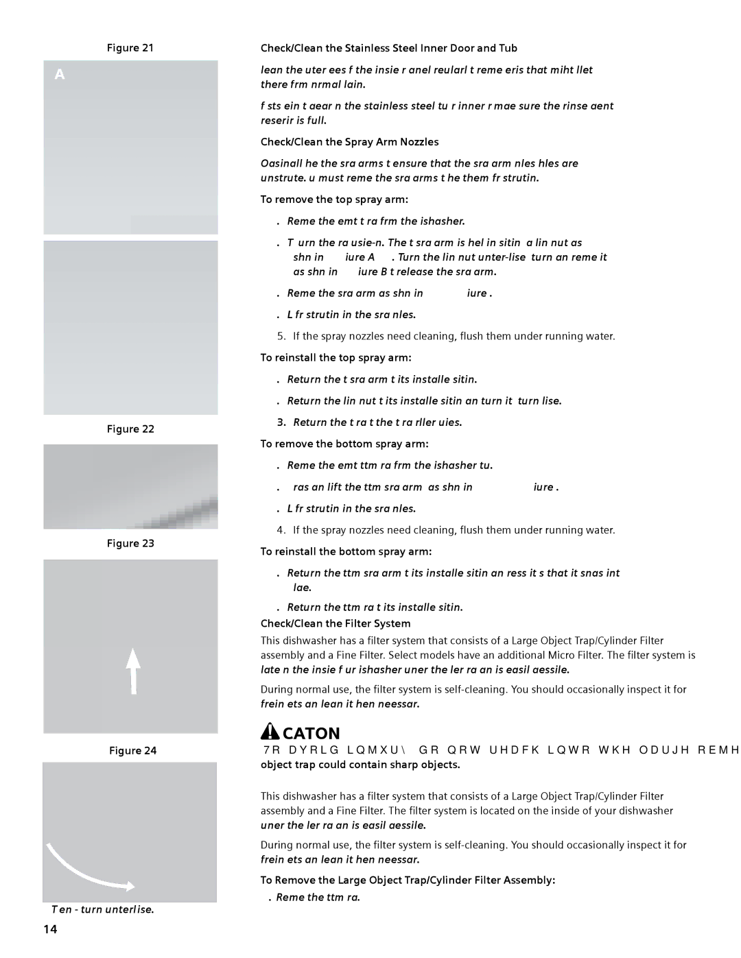 Bosch Appliances SGV45E03UC manual Check/Clean the Stainless Steel Inner Door and Tub, Check/Clean the Spray Arm Nozzles 