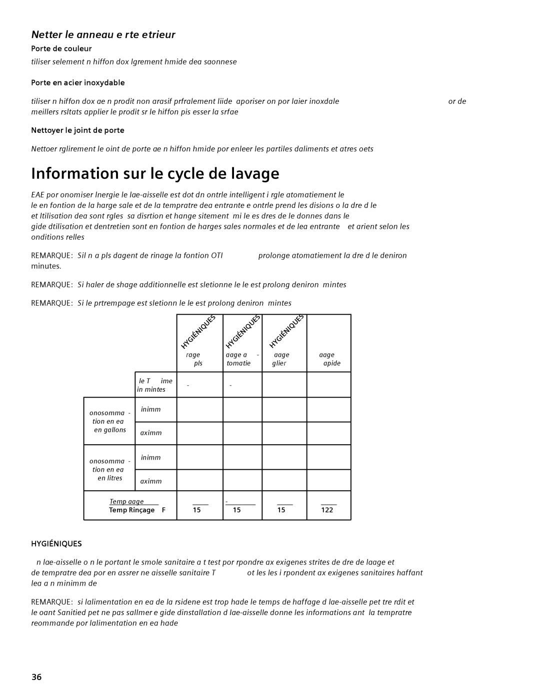 Bosch Appliances SGV45E03UC manual Information sur le cycle de lavage, Nettoyer le panneau de porte extérieur 