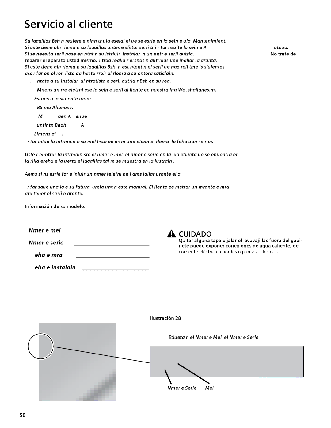 Bosch Appliances SGV45E03UC manual Servicio al cliente, Información de su modelo 