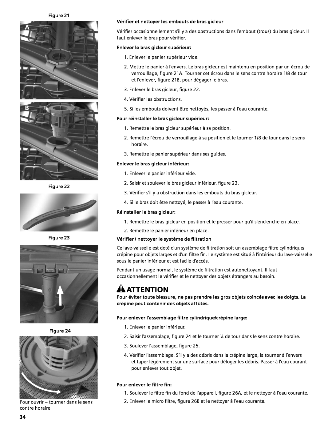 Bosch Appliances SGV45E03UC manual Vérifier et nettoyer les embouts de bras gicleur, Enlever le bras gicleur supérieur 