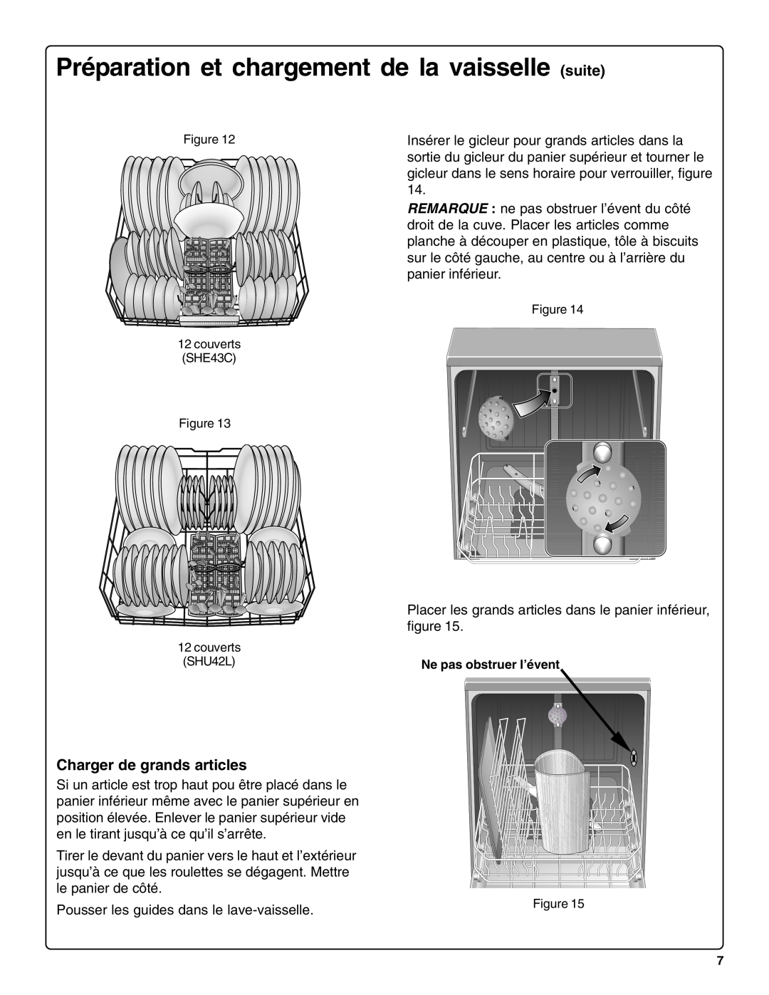 Bosch Appliances sHe43C Charger de grands articles, Préparation et chargement de la vaisselle suite 