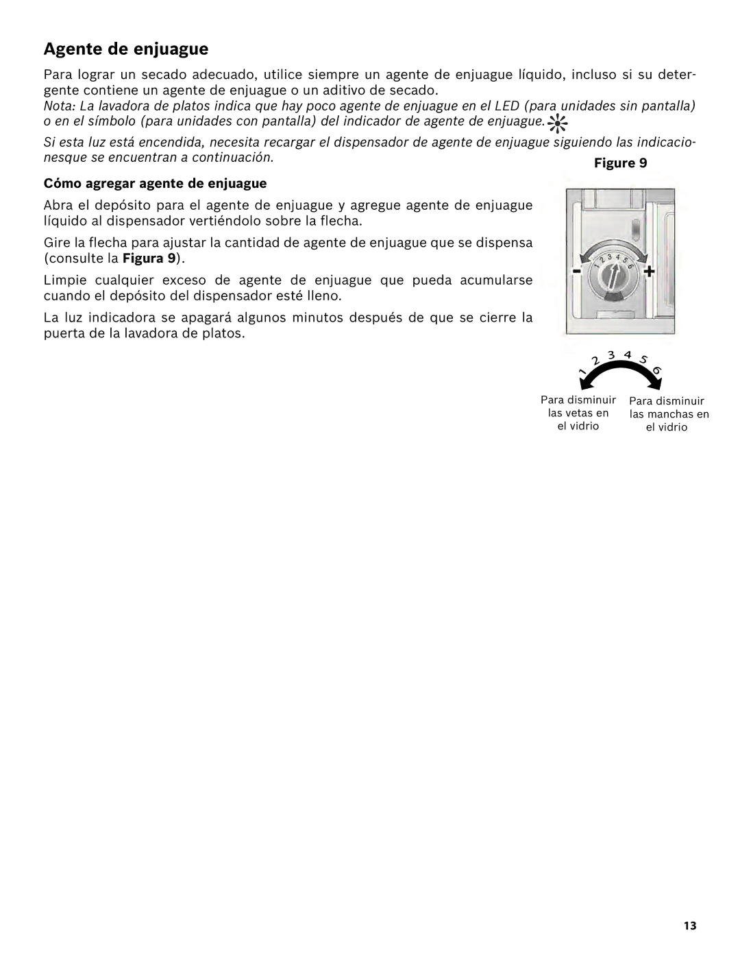 Bosch Appliances SHE43R5XUC manual Agente de enjuague, Cómo agregar agente de enjuague 