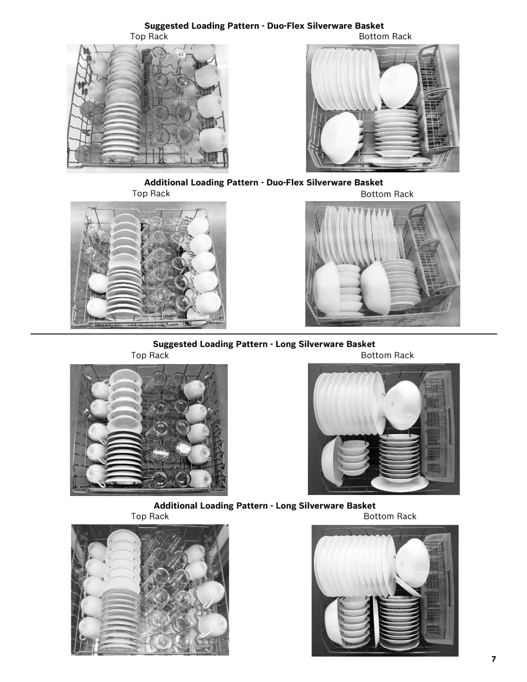 Bosch Appliances SHE43R5XUC manual Suggested Loading Pattern Duo-Flex Silverware Basket 