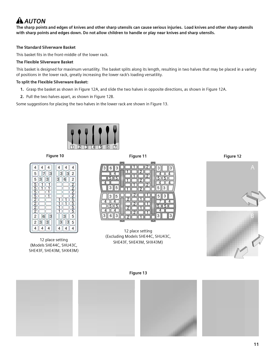 Bosch Appliances SHE44C manual To split the Flexible Silverware Basket 