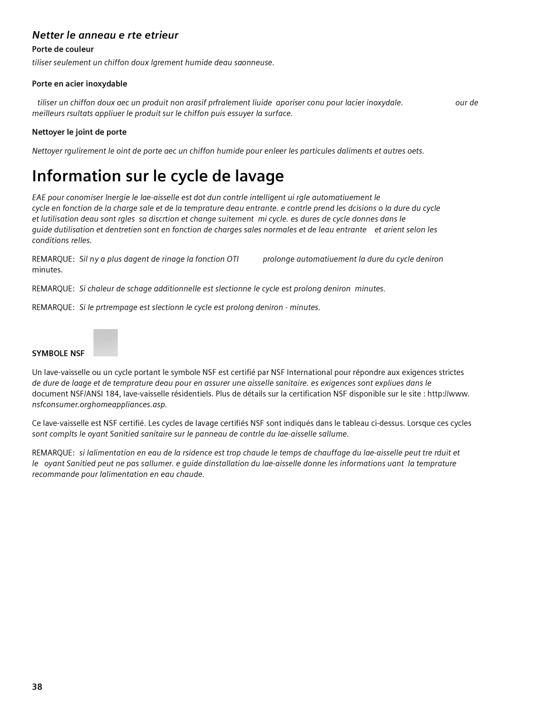 Bosch Appliances SHE44C manual Information sur le cycle de lavage, Nettoyer le panneau de porte extérieur, Porte de couleur 