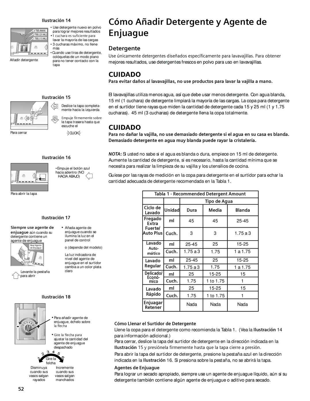 Bosch Appliances SHE44C manual Cómo Añadir Detergente y Agente de, Enjuague 