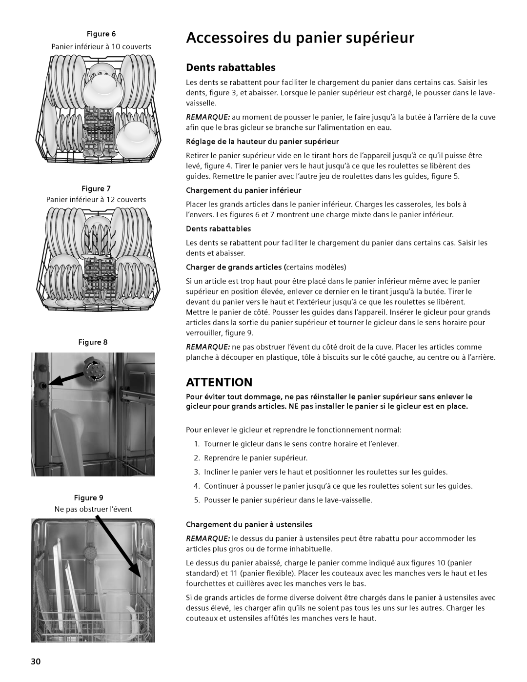 Bosch Appliances SHE44C manual Accessoires du panier supérieur, Dents rabattables 