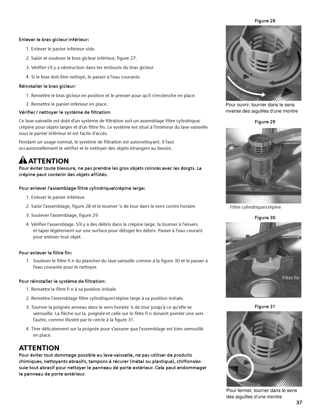 Bosch Appliances SHE44C manual Enlever le bras gicleur inférieur, Filtre fin 