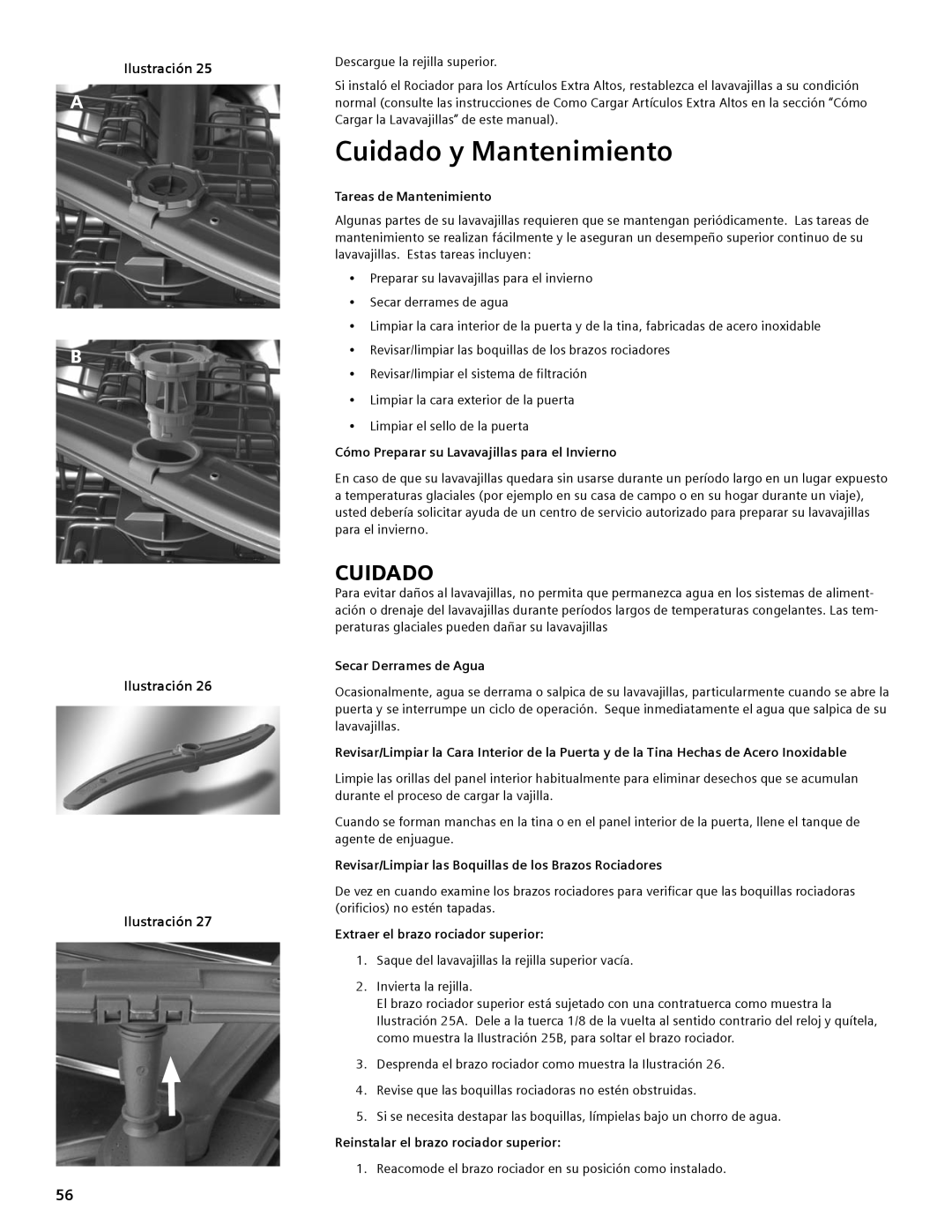 Bosch Appliances SHE44C manual Cuidado y Mantenimiento, Ilustración Ilustración 