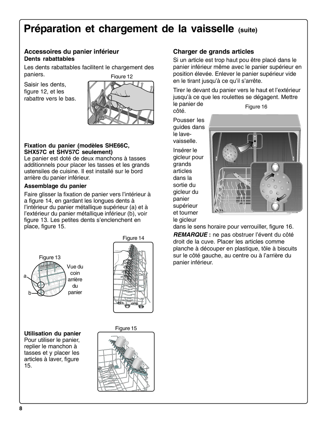 Bosch Appliances SHE66C Accessoires du panier inférieur, Charger de grands articles, Dents rabattables 