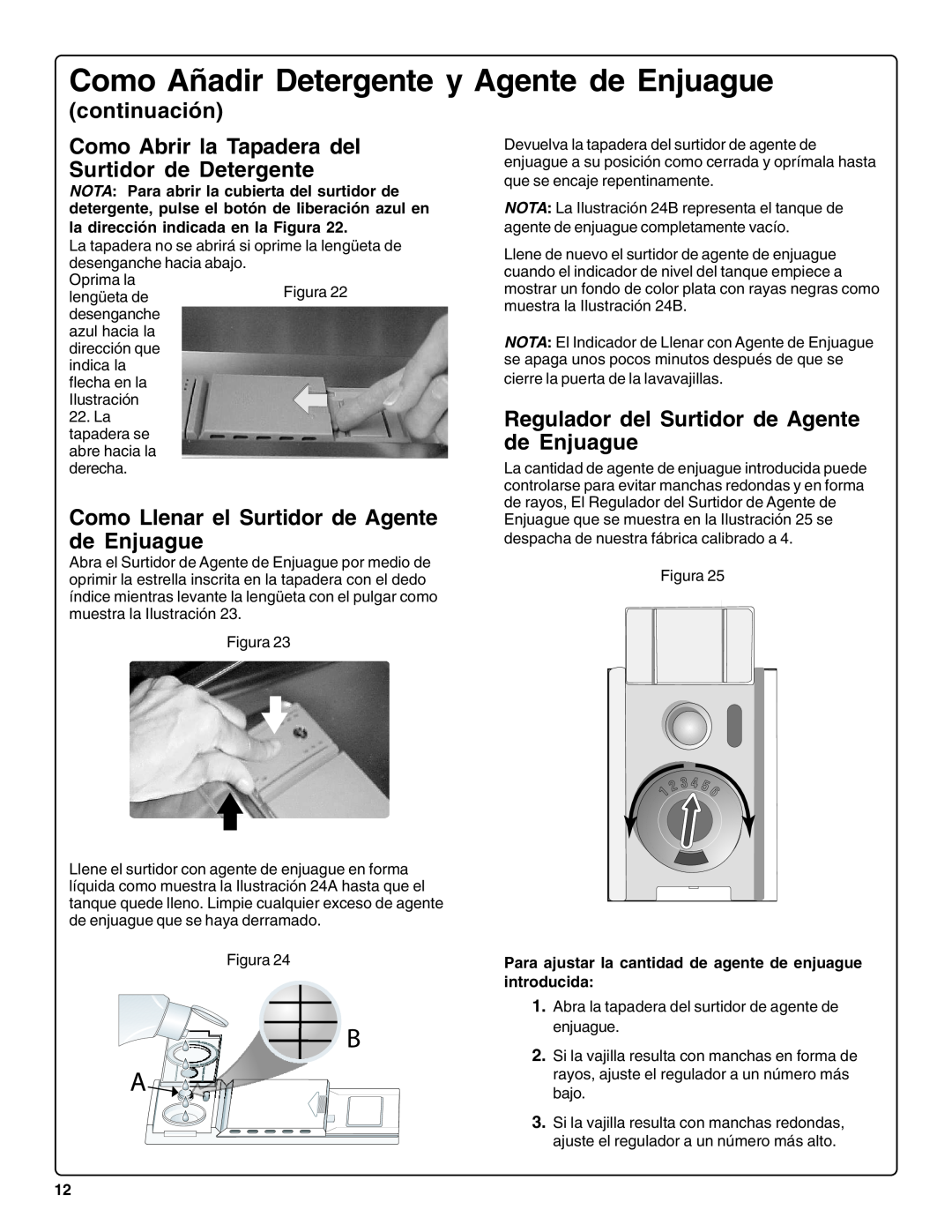 Bosch Appliances SHE66C Como Abrir la Tapadera del Surtidor de Detergente, Como Llenar el Surtidor de Agente de Enjuague 