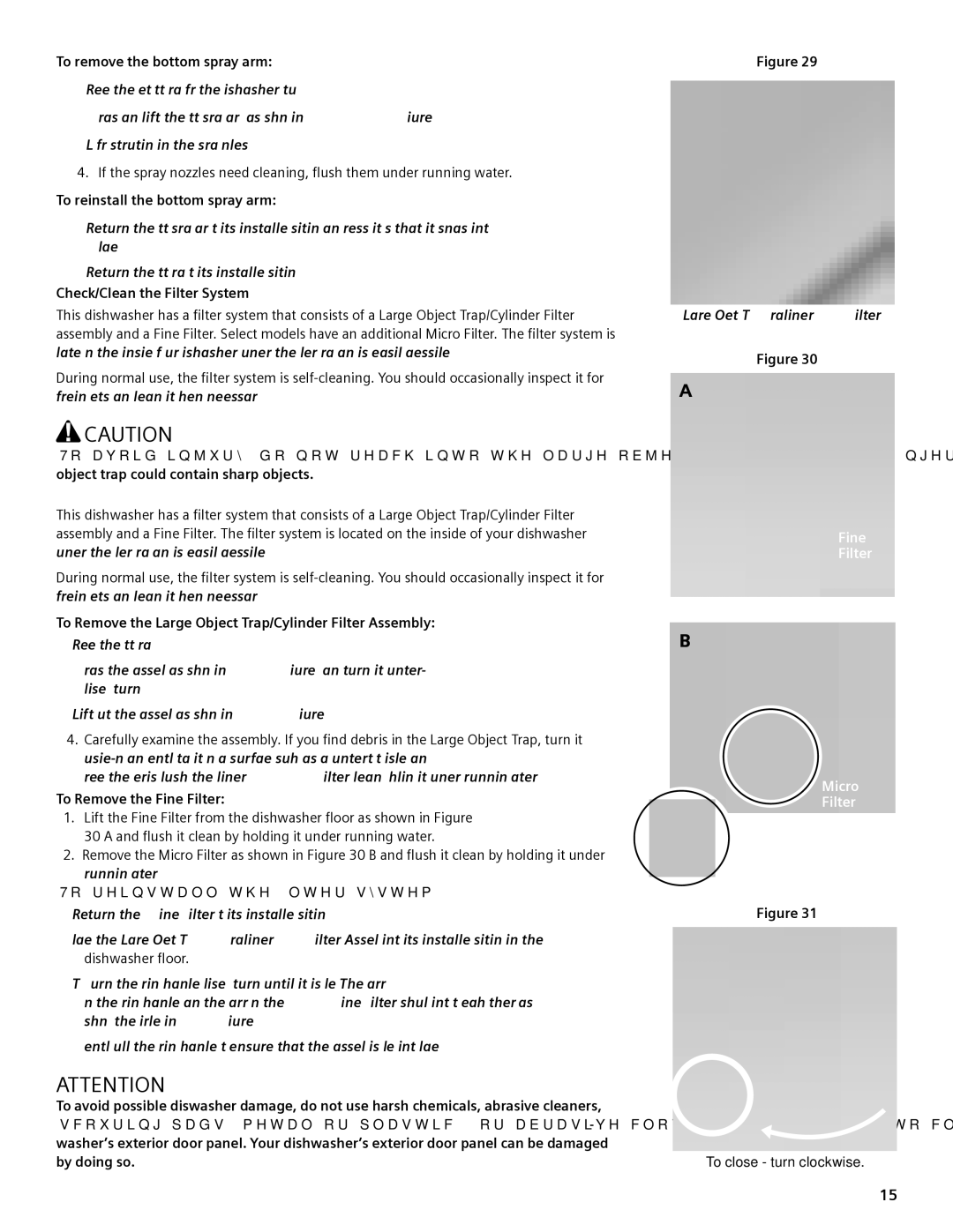 Bosch Appliances sHX57C To remove the bottom spray arm, To reinstall the bottom spray arm, Check/Clean the Filter System 