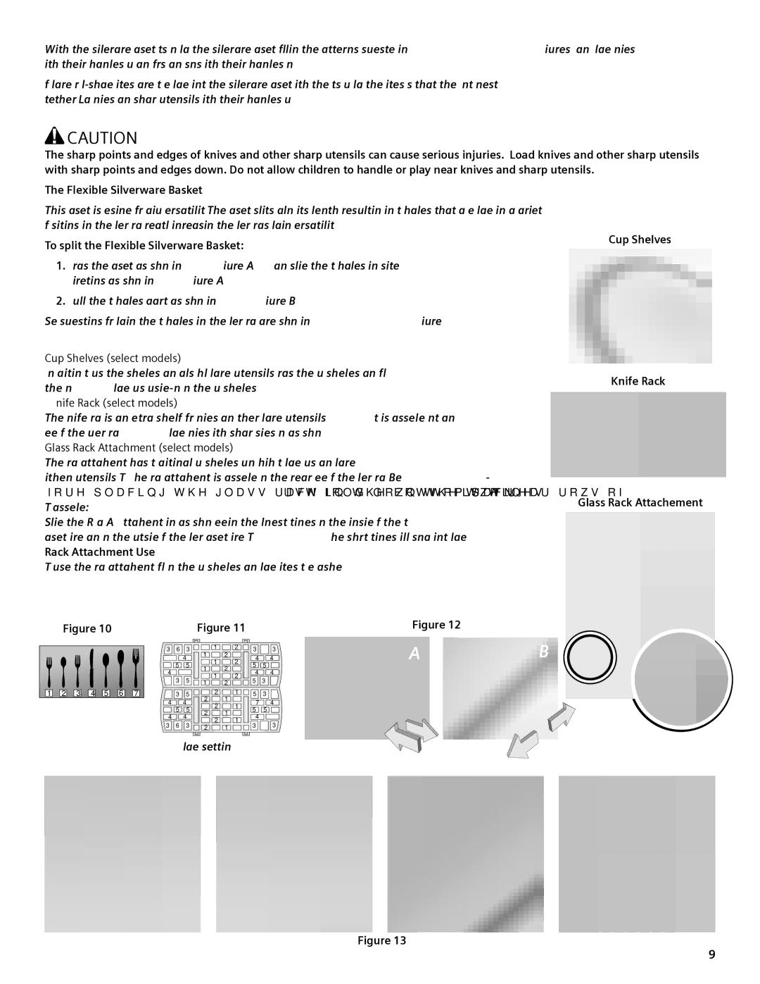 Bosch Appliances sHV68M manual To split the Flexible Silverware Basket, Cup Shelves select models, Knife Rack select models 