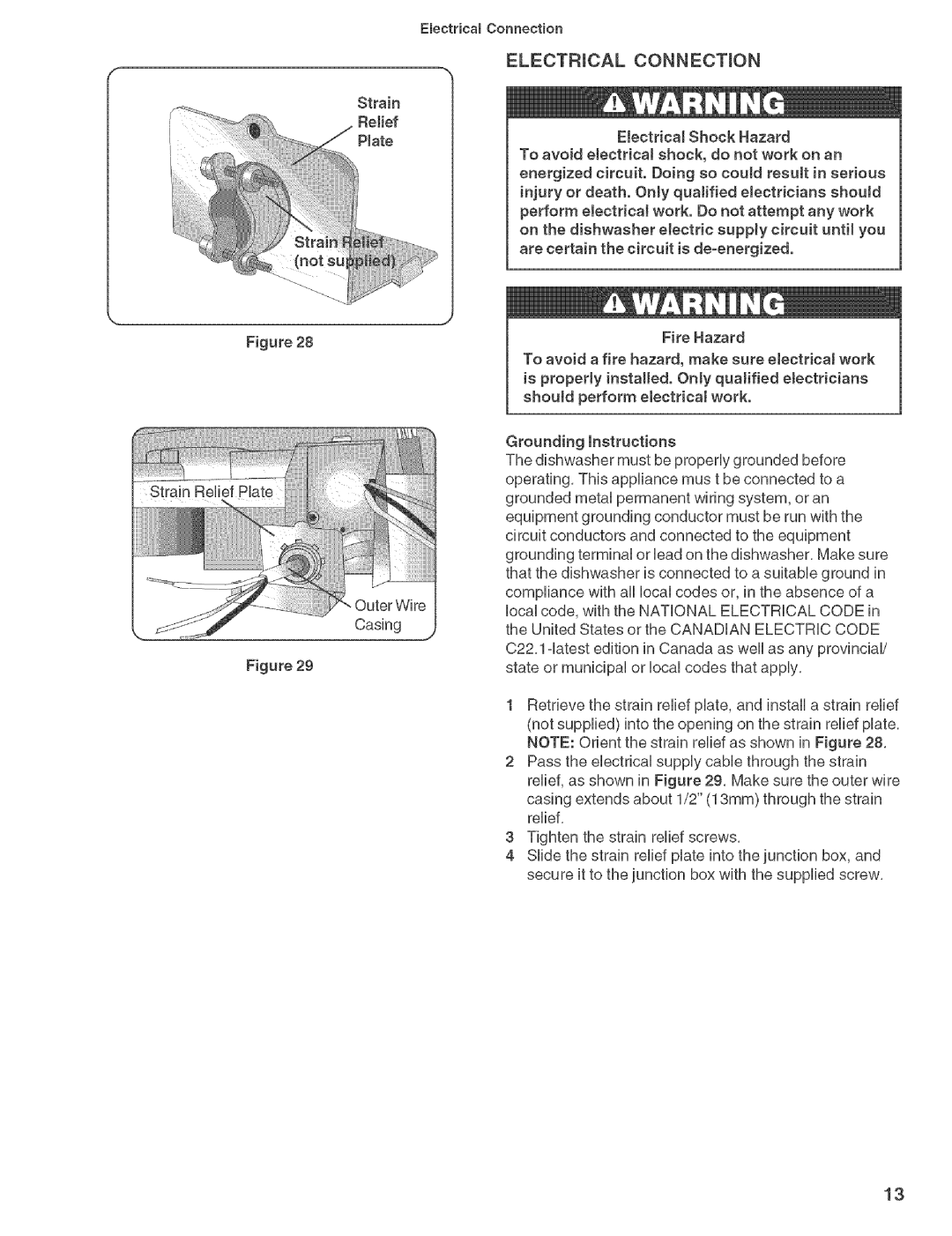 Bosch Appliances SHX570, SHE990, SHE660, SHY660, SHV570 ELECTFiICAL CONNECTmON, Grounding instructions 