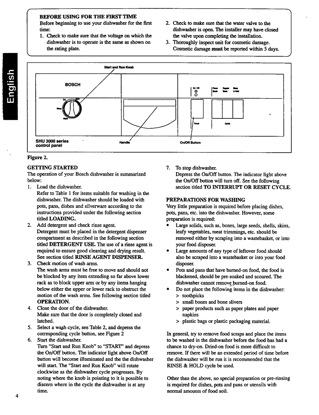 Bosch Appliances SHU 3012 UC manual Before Using for the First Time, Operation of your Bosch dishwasher is summarized below 