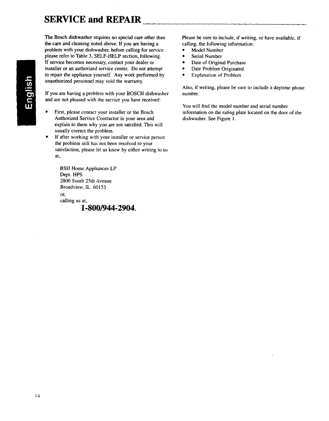 Bosch Appliances SHU 6800, SHU 5300, SHI 6800 operating instructions Broadview, IL, Model Number 