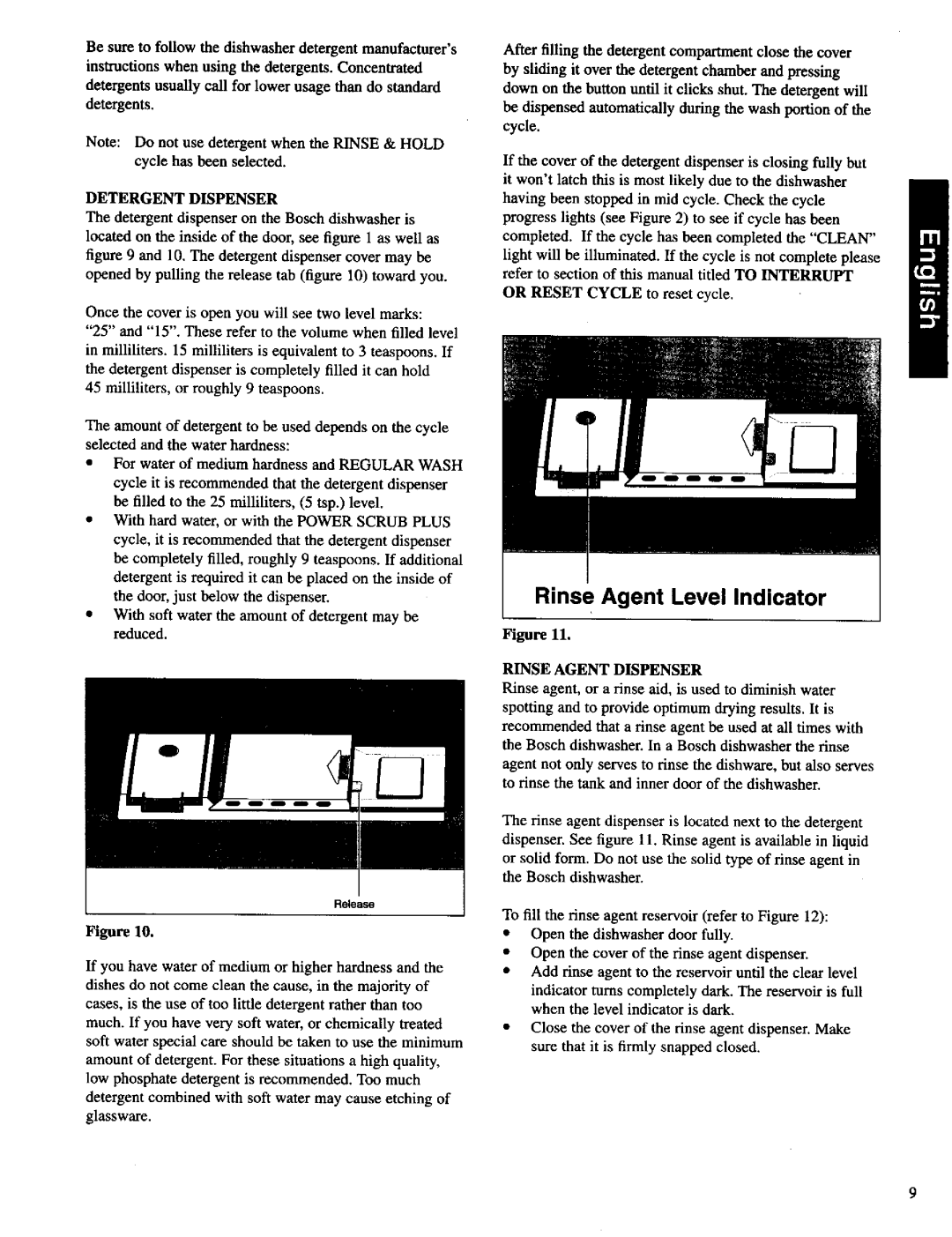 Bosch Appliances SHU 4300, SHU 9900 important safety instructions Detergent Dispenser, Rinse Agent Dispenser 