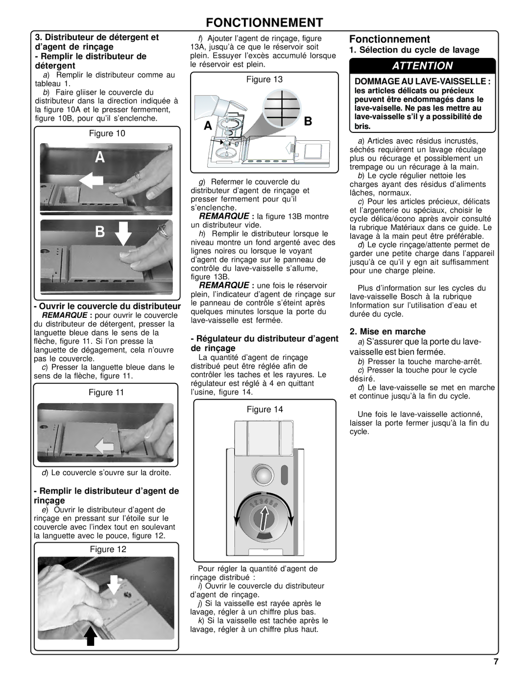 Bosch Appliances SHU42L manual Fonctionnement 