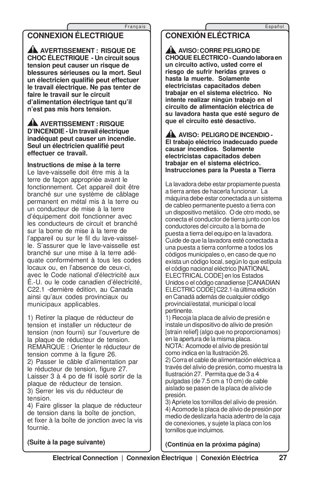 Bosch Appliances SHX99B SHY56A, SHU53E, SHU66E, SHY99A, SHV99A SHX33A Connexion Électrique Conexión Eléctrica 